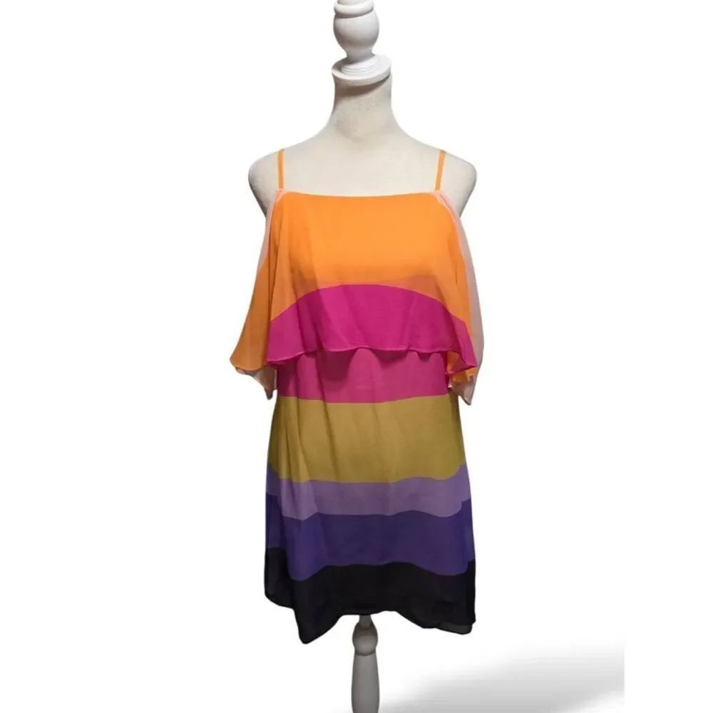 Trina Turk Sunset Striped Tiered Mini Dress Women's Size 4